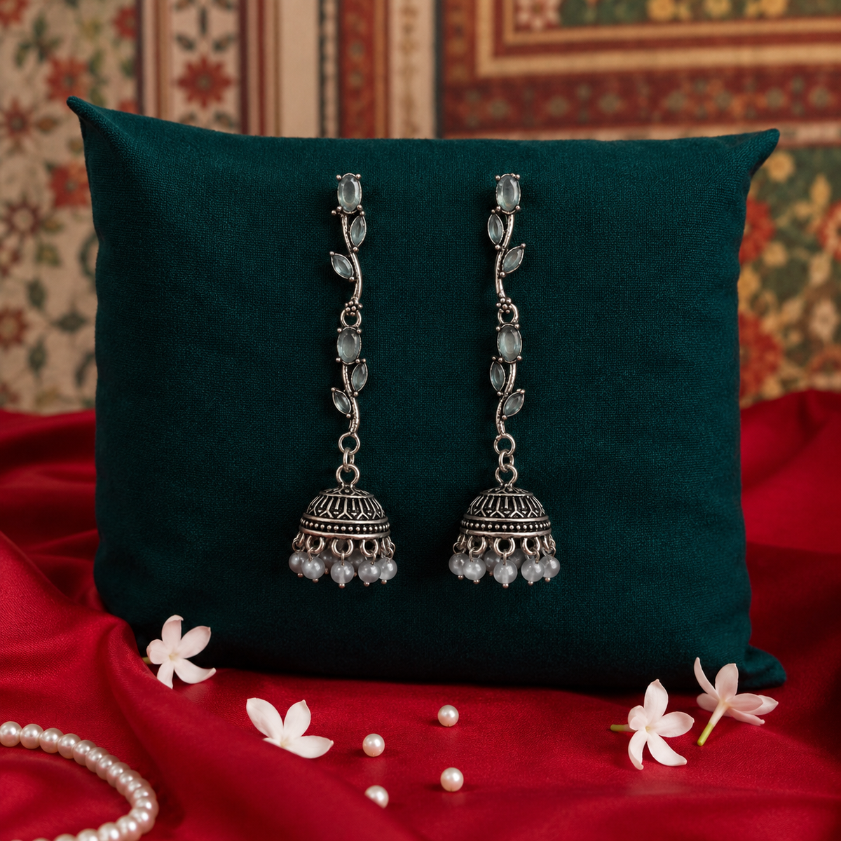 Zariya Silver Leaf Drop Earrings